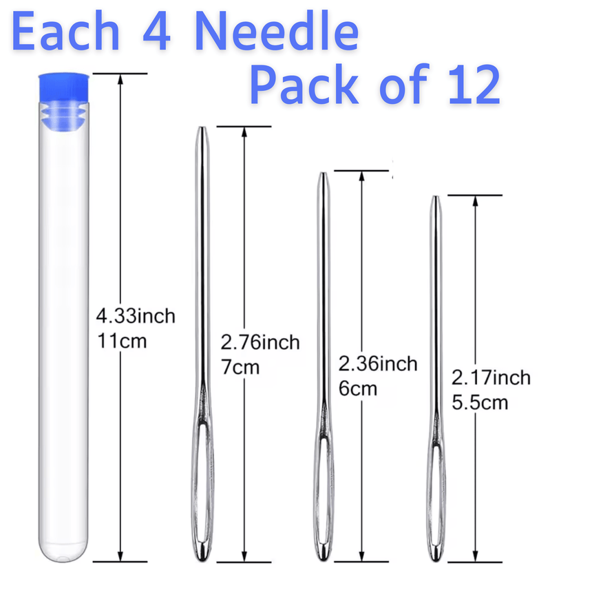 12 Pcs - Large Eye Blunt Needle for Crochet