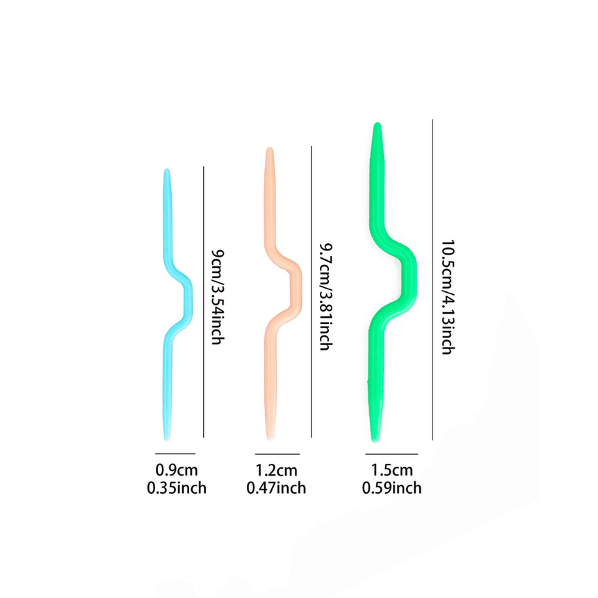 ABS Plastic Cable Stitch Knitting Needles – Set of 3 (3mm, 4mm, 5mm) – Straight Cable Stitch Holder for Knitting & Crochet – DIY Craft Tool