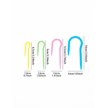 Plastic U-Shaped Cable Stitch Holder(4 Size 4 Pcs Set)