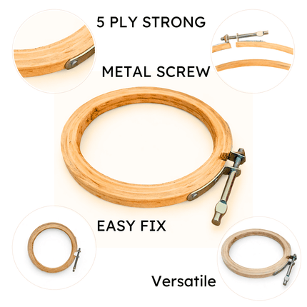 5 Ply Embroidery Wooden Hoop(With Metal Screw)