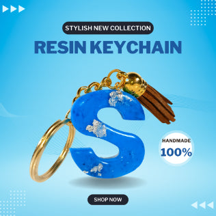 Epoxy Resin Customised Alphabet Keychain - BLUE Design