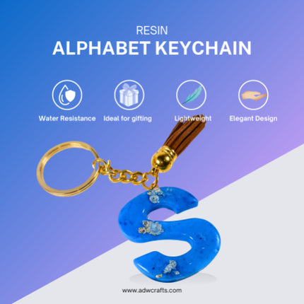 Epoxy Resin Customised Alphabet Keychain - BLUE Design