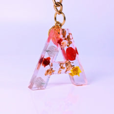 Epoxy resin customised alphabet keychain - Flower Design