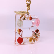 Epoxy resin customised alphabet keychain - Flower Design