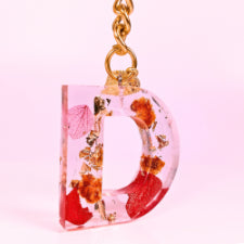Epoxy resin customised alphabet keychain - Flower Design