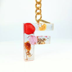 Epoxy resin customised alphabet keychain - Flower Design
