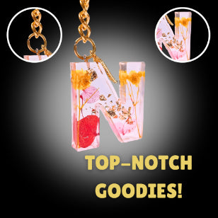Epoxy resin customised alphabet keychain - Flower Design