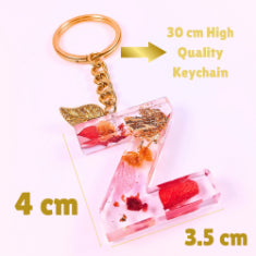 Epoxy resin customised alphabet keychain - Flower Design