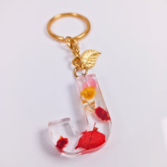 Epoxy resin customised alphabet keychain - Flower Design