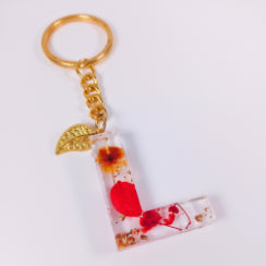 Epoxy resin customised alphabet keychain - Flower Design