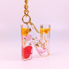 Epoxy resin customised alphabet keychain - Flower Design