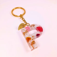 Epoxy resin customised alphabet keychain - Flower Design