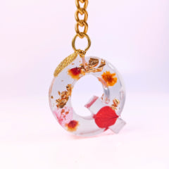 Epoxy resin customised alphabet keychain - Flower Design