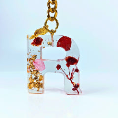 Epoxy resin customised alphabet keychain - Flower Design