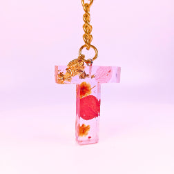 Epoxy resin customised alphabet keychain - Flower Design