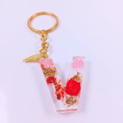 Epoxy resin customised alphabet keychain - Flower Design