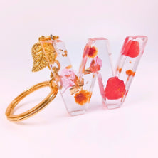 Epoxy resin customised alphabet keychain - Flower Design