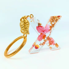 Epoxy resin customised alphabet keychain - Flower Design