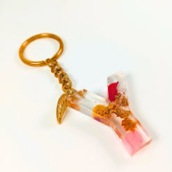 Epoxy resin customised alphabet keychain - Flower Design