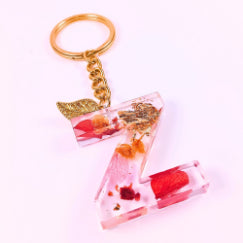 Epoxy resin customised alphabet keychain - Flower Design