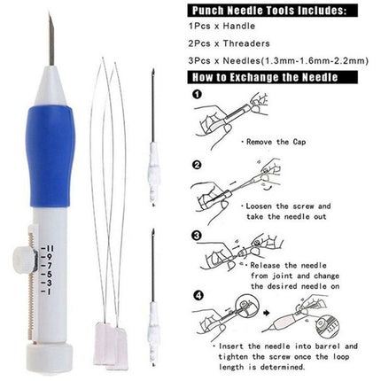 Punching Needle Embroidery Kit for Beginners with Fabric, Wooden Frame & Threads – Complete DIY Craft Set for Embroidery Art & Rug Making