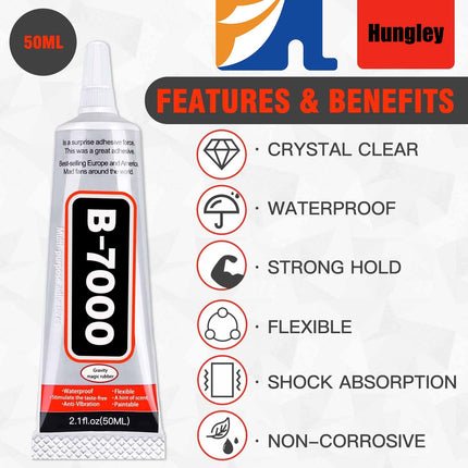 B-7000 Multi-Purpose Adhesive Glue for DIY, Mobile Repair, Craft Projects – Waterproof, Flexible, Strong Bond