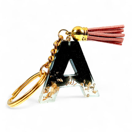 Epoxy Resin Customised Alphabet Keychain - Black Design