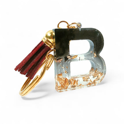 Epoxy Resin Customised Alphabet Keychain - Black Design