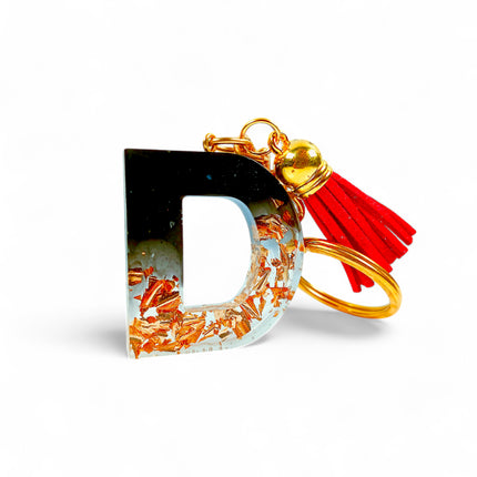 Epoxy Resin Customised Alphabet Keychain - Black Design