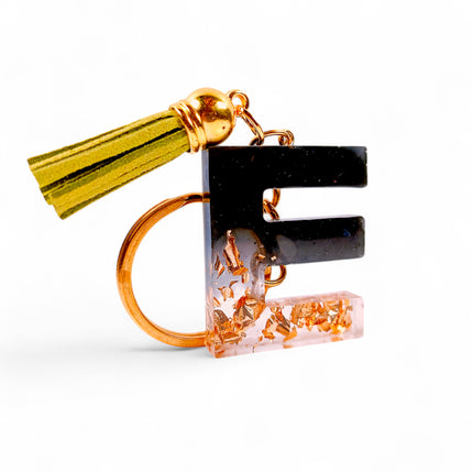 Epoxy Resin Customised Alphabet Keychain - Black Design