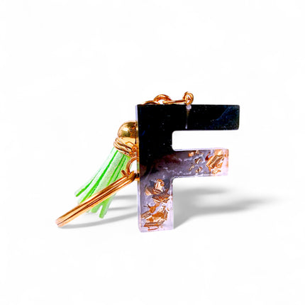 Epoxy Resin Customised Alphabet Keychain - Black Design