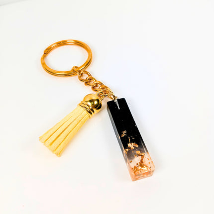Epoxy Resin Customised Alphabet Keychain - Black Design