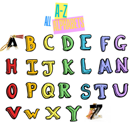 Epoxy Resin Customised Alphabet Keychain - Black Design