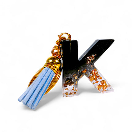 Epoxy Resin Customised Alphabet Keychain - Black Design