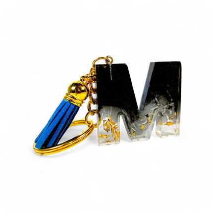 Epoxy Resin Customised Alphabet Keychain - Black Design