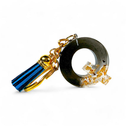Epoxy Resin Customised Alphabet Keychain - Black Design
