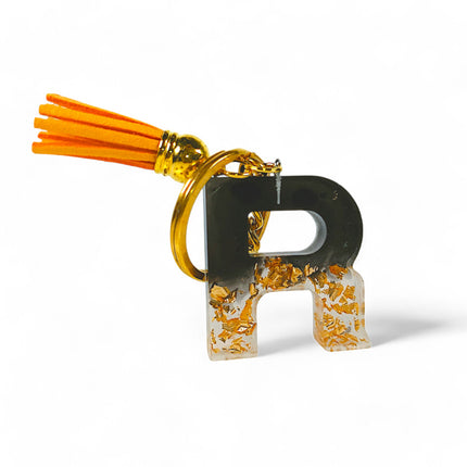 Epoxy Resin Customised Alphabet Keychain - Black Design