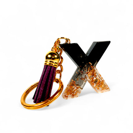 Epoxy Resin Customised Alphabet Keychain - Black Design