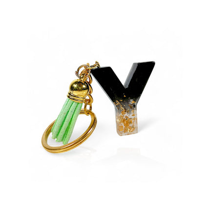 Epoxy Resin Customised Alphabet Keychain - Black Design