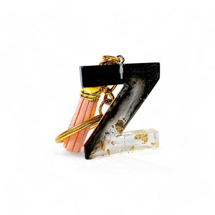 Epoxy Resin Customised Alphabet Keychain - Black Design