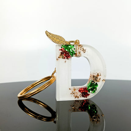 Epoxy Resin Customised Alphabet Keychain - White Design