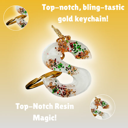 Epoxy Resin Customised Alphabet Keychain - White Design