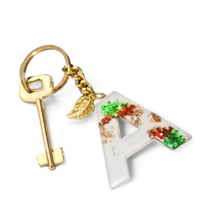 Epoxy Resin Customised Alphabet Keychain - White Design