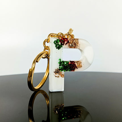Epoxy Resin Customised Alphabet Keychain - White Design