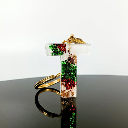 Epoxy Resin Customised Alphabet Keychain - White Design