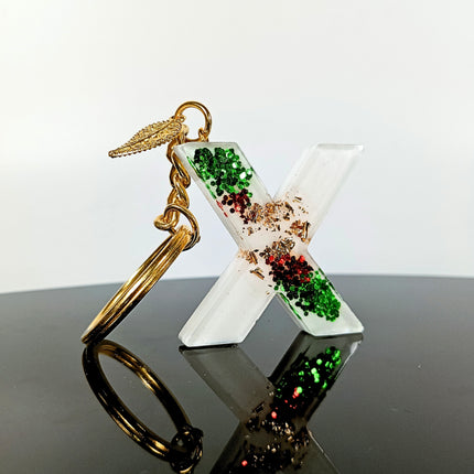Epoxy Resin Customised Alphabet Keychain - White Design