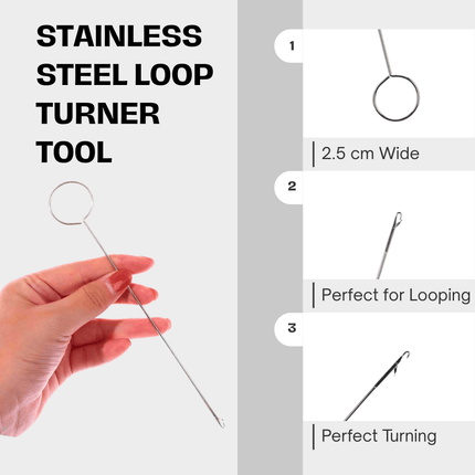 Stainless Steel Loop Turner Tool 26.5cm x 2.5cm – Hook for Dori, Fabric Tube, Strap, Belt, Blouse, DIY Sewing, Tailoring Accessories, Thread Puller for Crafts & Stitching