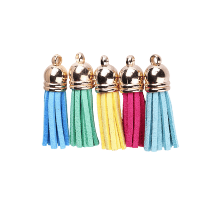 Silver Cap Leather Tassels – 38mm Faux Leather Keychain Tassel Set |Tassel for Crafting, Jewelry Making, DIY Earrings & Accessories