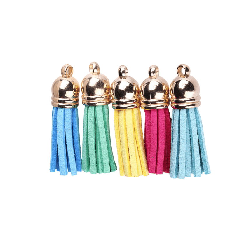 Silver Cap Leather Tassels – 38mm Faux Leather Keychain Tassel Set |Tassel for Crafting, Jewelry Making, DIY Earrings & Accessories