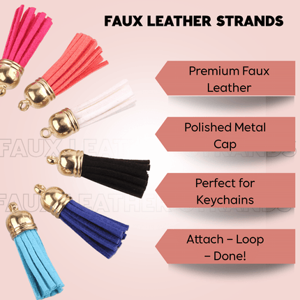Gold Cap Leather Tassels – 38mm Faux Leather Keychain Tassel Set |Tassel for Crafting, Jewelry Making, DIY Earrings & Accessories